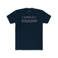 Navy blue t-shirt with Gray 'World Champ' letters