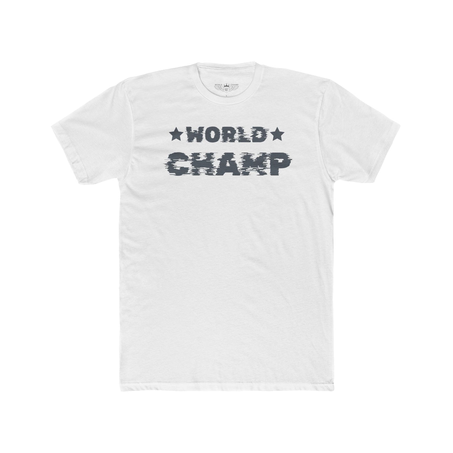 White t-shirt with Gray 'World Champ' letters