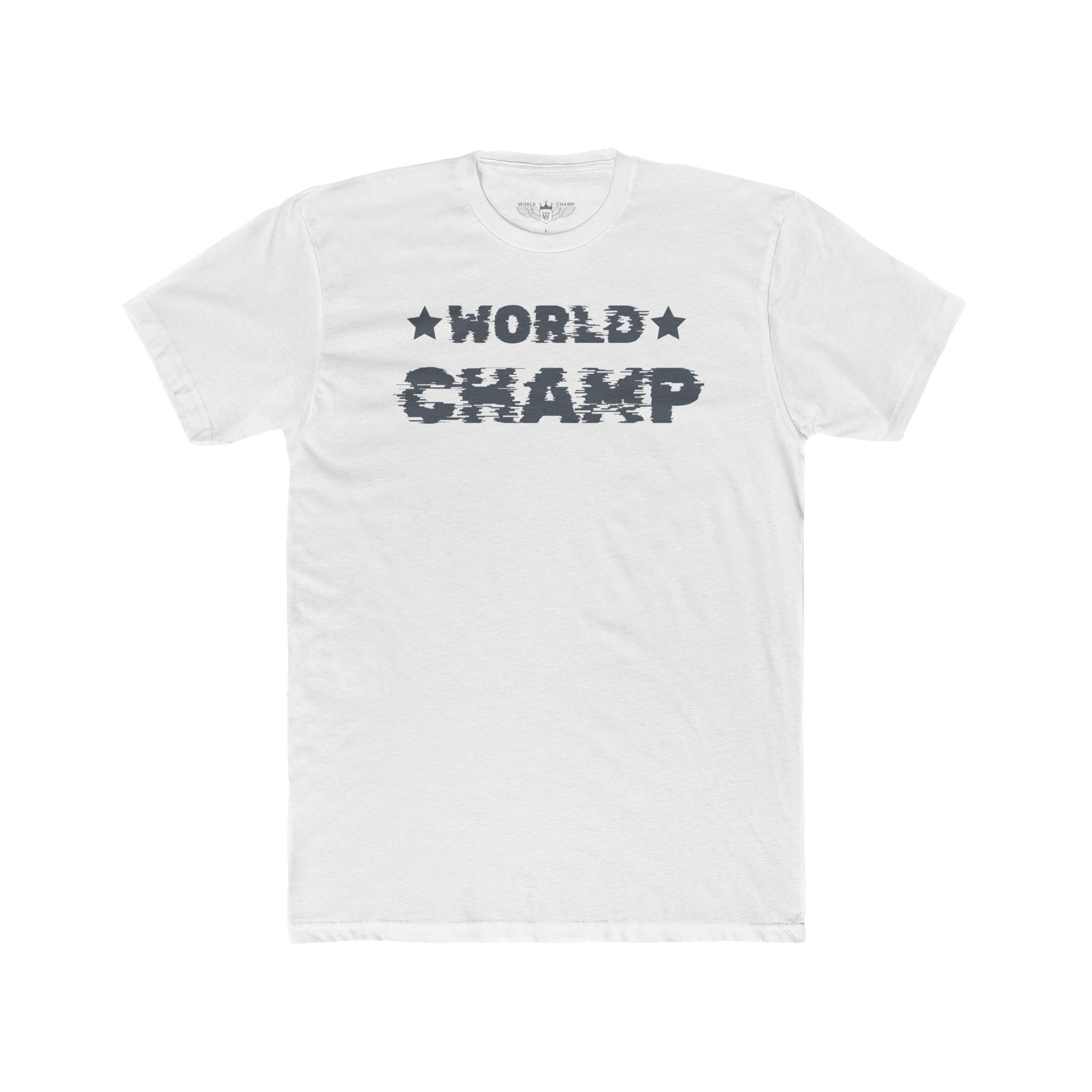 White t-shirt with Gray 'World Champ' letters