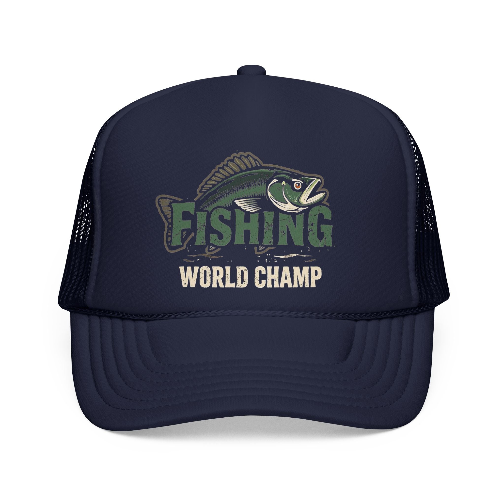 Fishing World Champ Trucker Cap – Retro Bass Hat for Anglers