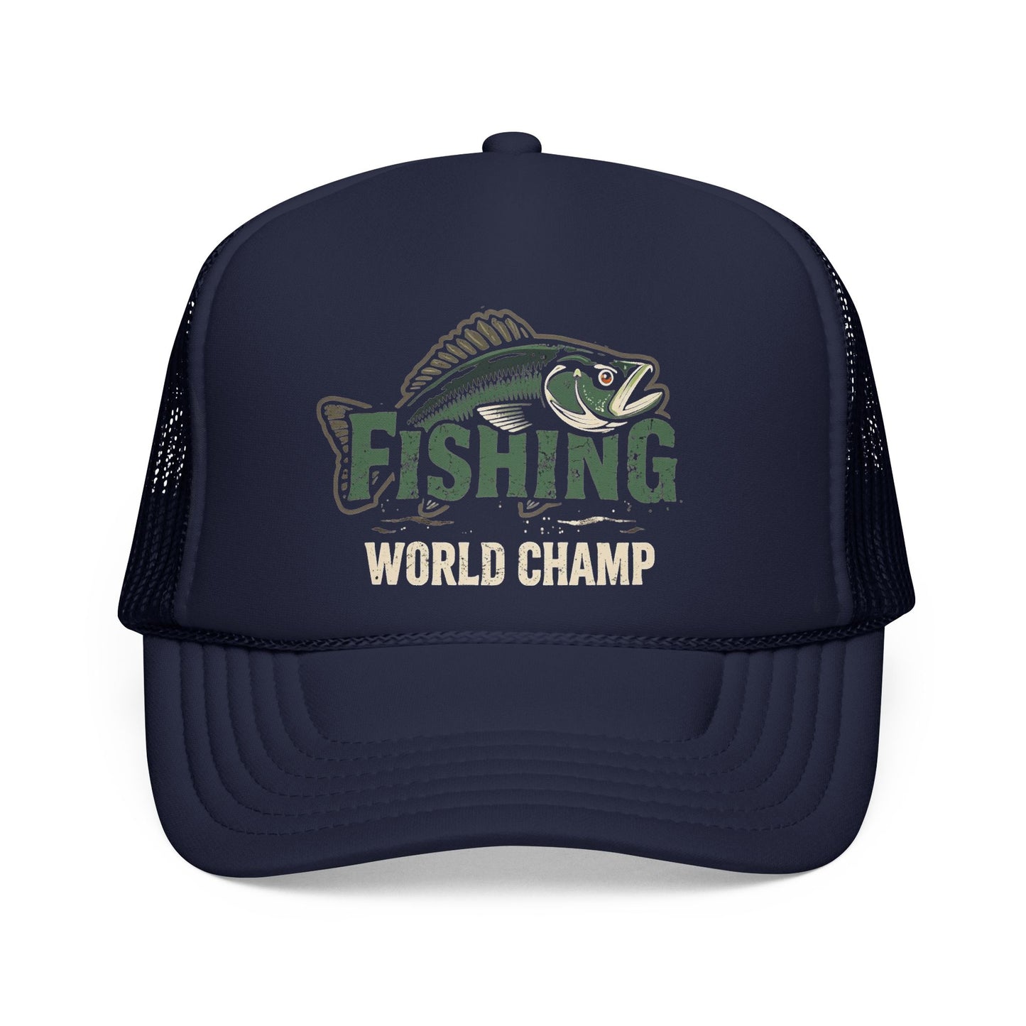 Fishing World Champ Trucker Cap – Retro Bass Hat for Anglers