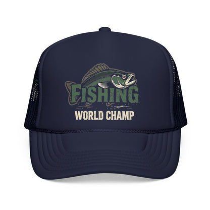 Fishing World Champ Trucker Cap – Retro Bass Hat for Anglers