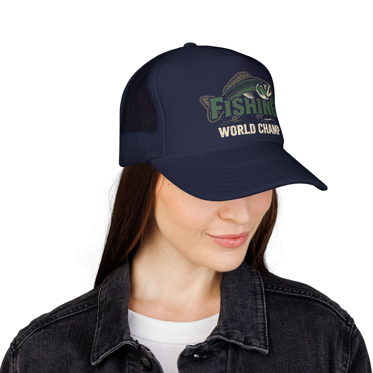 Fishing World Champ Trucker Cap – Retro Bass Hat for Anglers