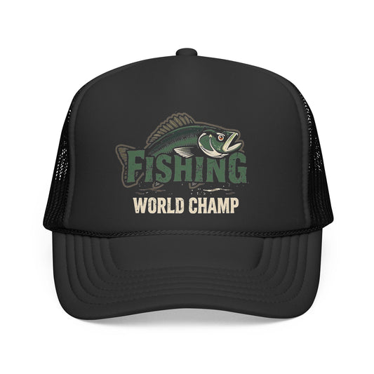 Fishing World Champ Trucker Cap – Retro Bass Hat for Anglers