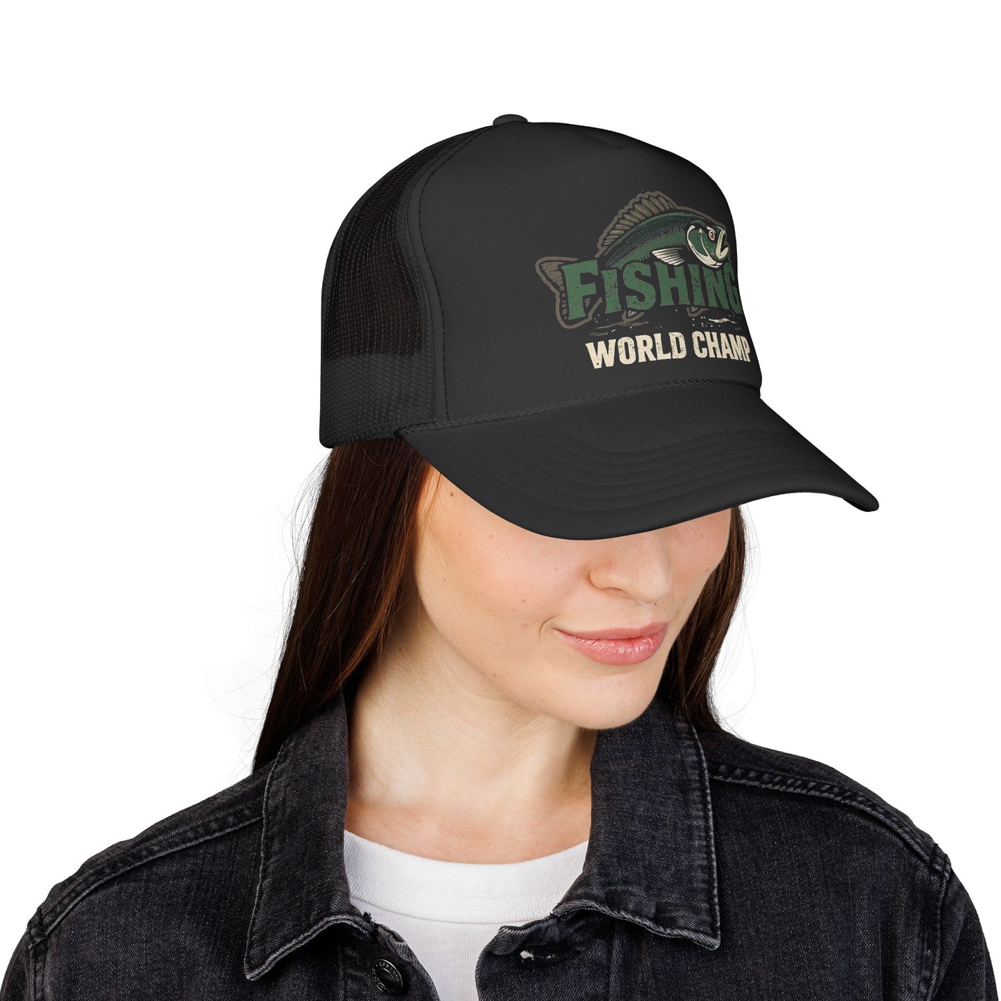 Fishing World Champ Trucker Cap – Retro Bass Hat for Anglers