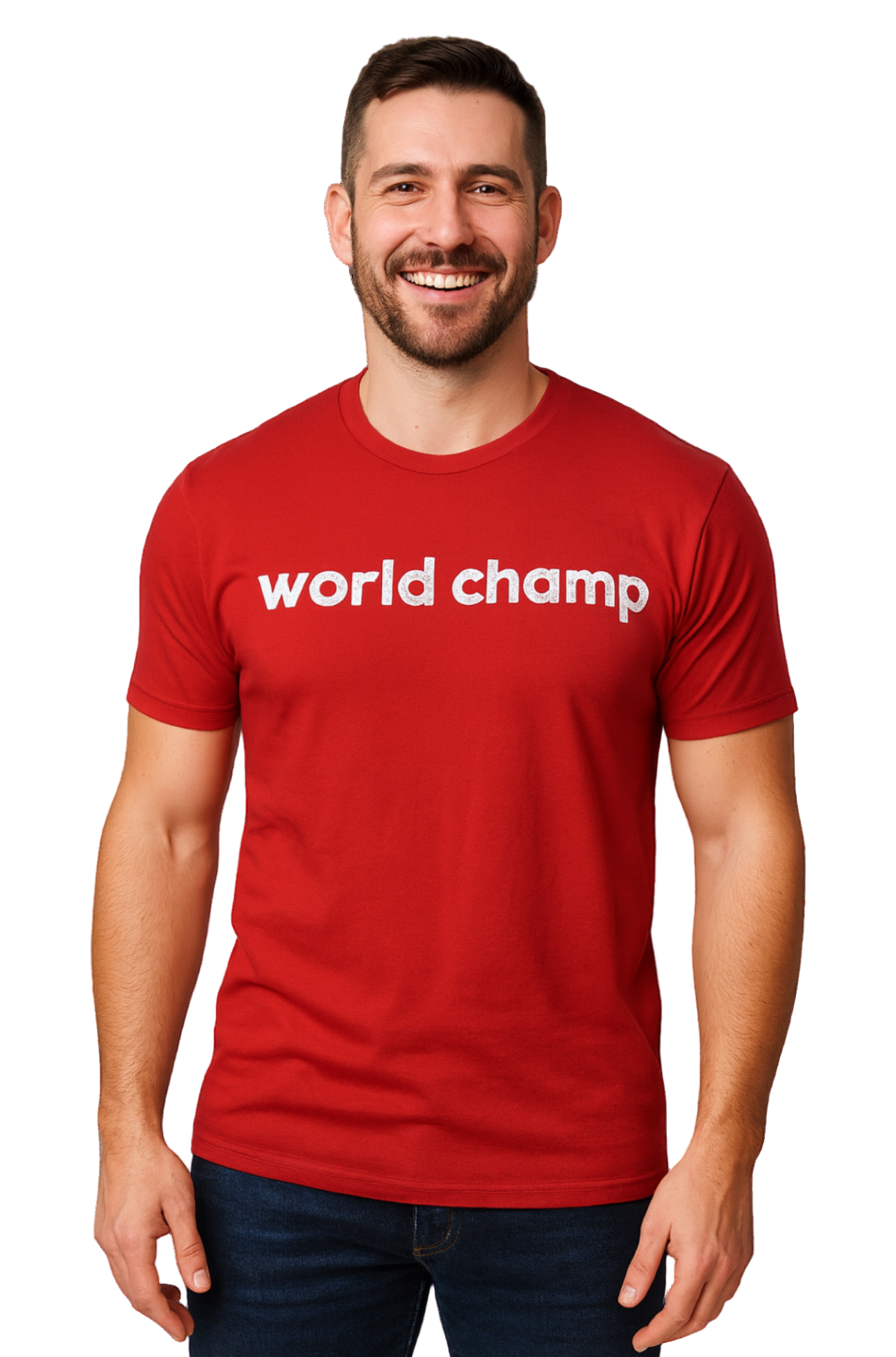 Red Shirt with World Champ in White Letters-Las Vagas artwork on the back