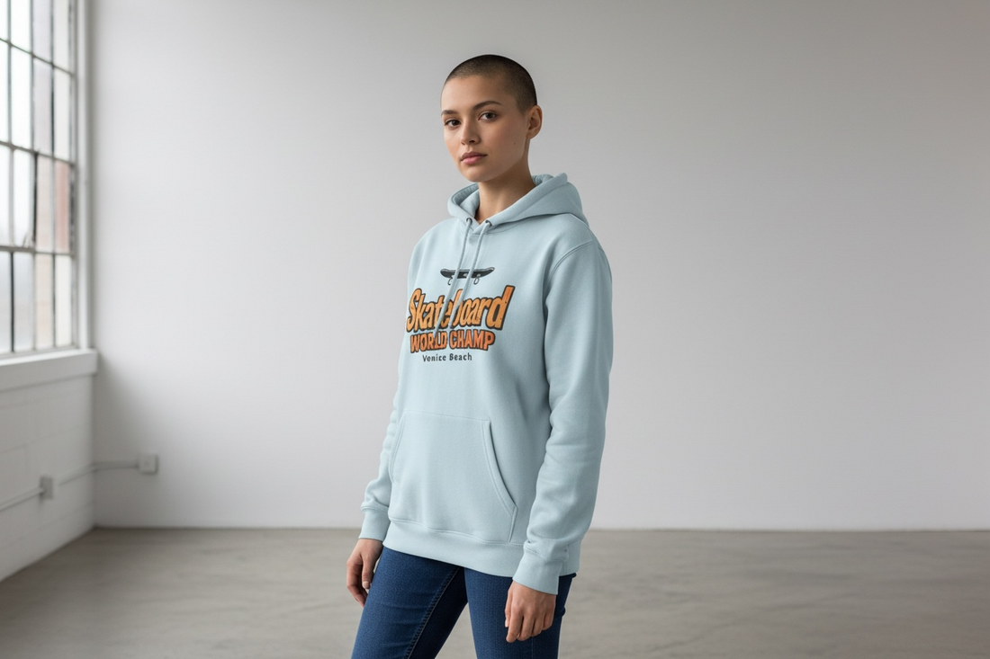 World Champ Skateboard Hoodie – 3-End Fleece Interior + 100% Cotton Exterior (Luxe Hand-Feel)